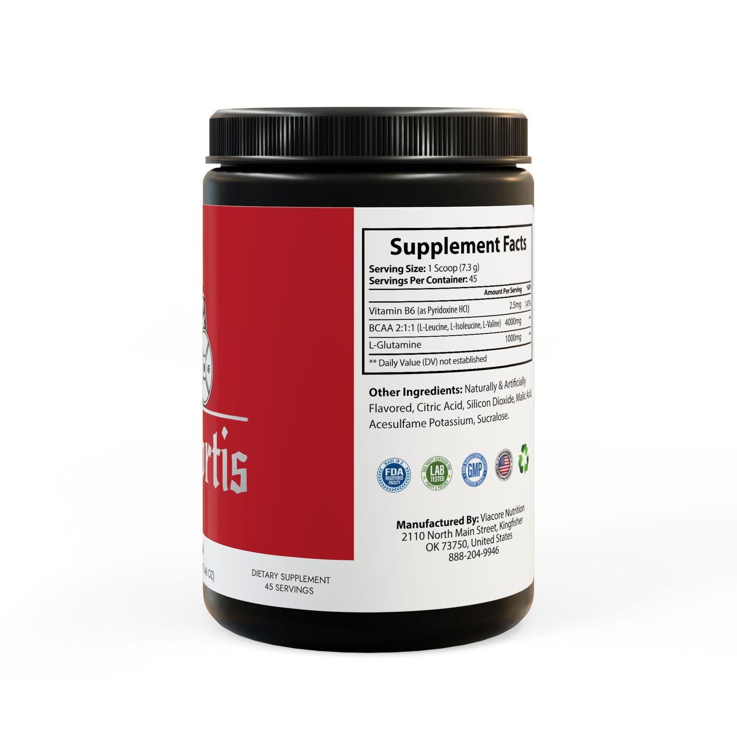 VitaFortis Spartan BCAA – Recovery of the Relentless - Watermelon (325g, 11.46oz, 45 servings)
